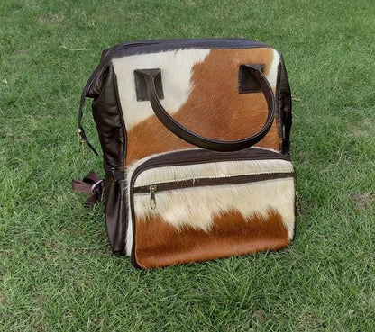 Cowhide Diaper Bag Backpack Western