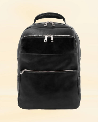 Leather Laptop Backpack Genuine Leather Backpack for Travel Black