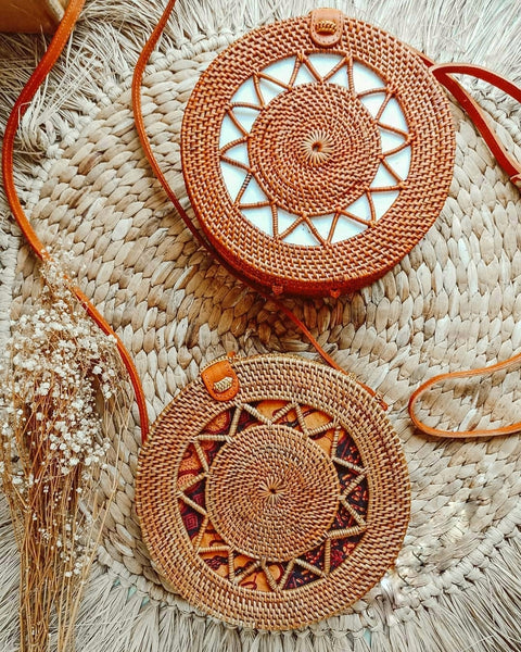 Wicker sales round bag