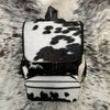 Western Black White Cowhide Backpack Hair On Hide
