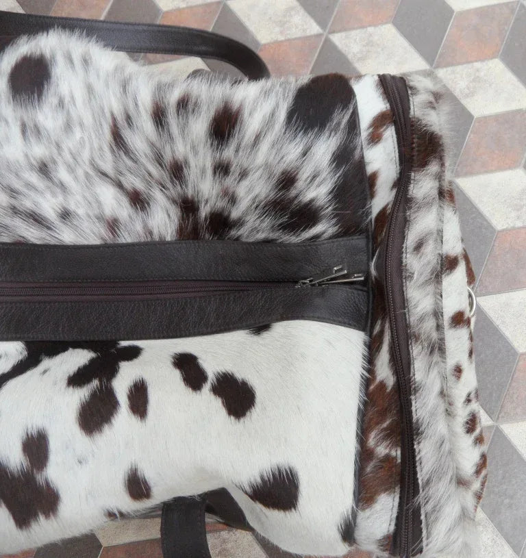 Cowhide Luggage Bag Hair On Hide Leather Travel Duffle