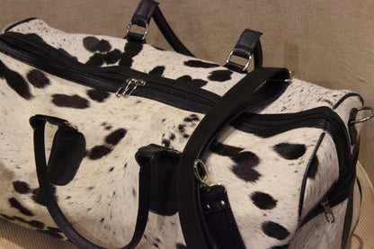 Cowhide Weekender Duffle Bag Hair On Hide Travel Bag
