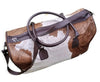 Brown White Cowhide Duffel Bag Travel Weekender Carry On