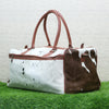 Cowhide weekender bag large travel duffel leather