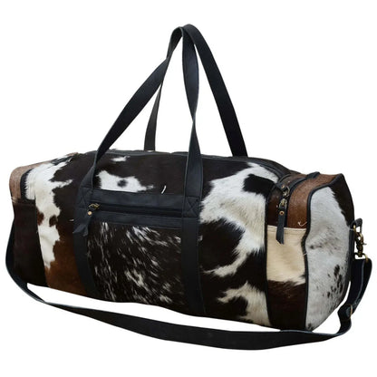 Dark cowhide weekender bag travel duffel leather