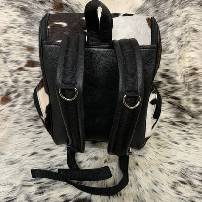 Western Black White Cowhide Backpack Hair On Hide