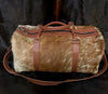 Cowhide Duffle Bag Natural Brown White Travel Weekender Bag