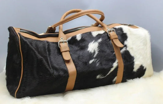 Cowhide Holdall Leather Weekender Bag – Hair On Hide Travel Duffle