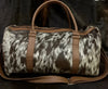 Cowhide Duffle Bag Natural Brown White Travel Weekender Bag