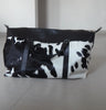 Cowhide Luggage Bag – Hair On Hide Leather Travel Duffle Black & White 20 X 9.5 X 10.5