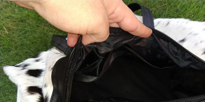 Cowhide Duffle Bag Hair On Hide Travel Bag Black White