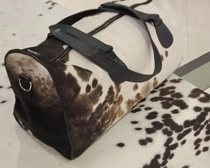 Cowhide Weekender Travel Bag Leather Duffle