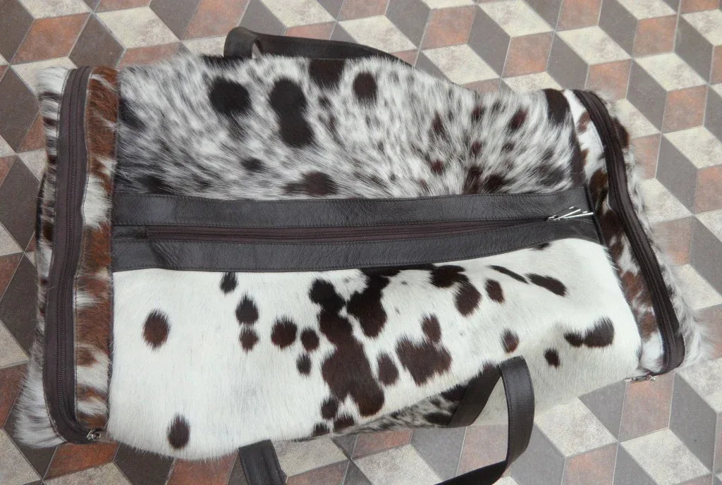 Cowhide Luggage Bag Hair On Hide Leather Travel Duffle