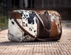 Cowhide Patchwork Duffle Bag Leather Travel Luggage