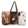 Cowhide Patchwork Duffle Bag Leather Travel Luggage
