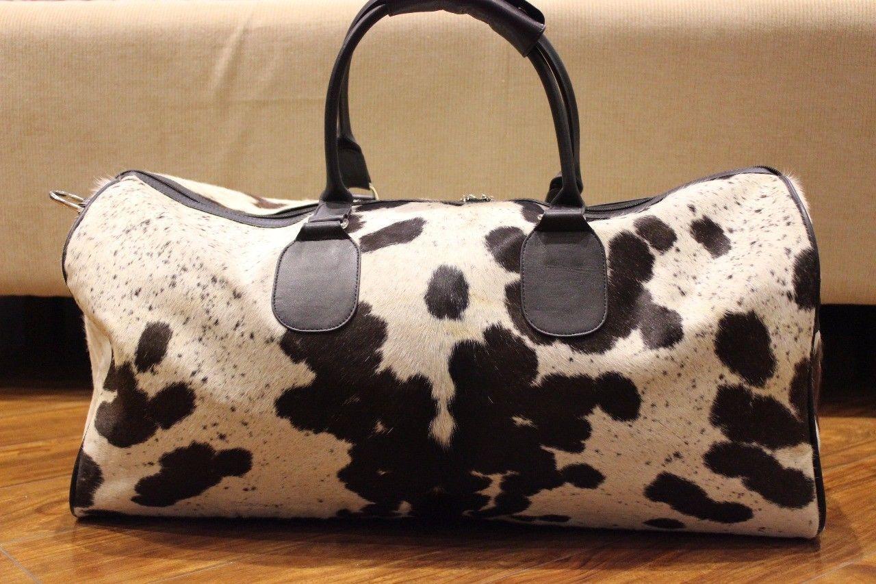 Cowhide Weekender Duffle Bag Hair On Hide Travel Bag