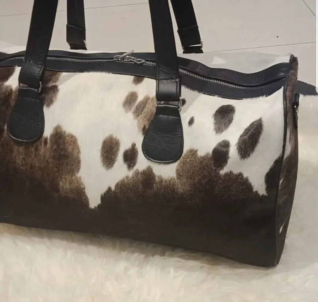 Cowhide Weekender Travel Bag Leather Duffle