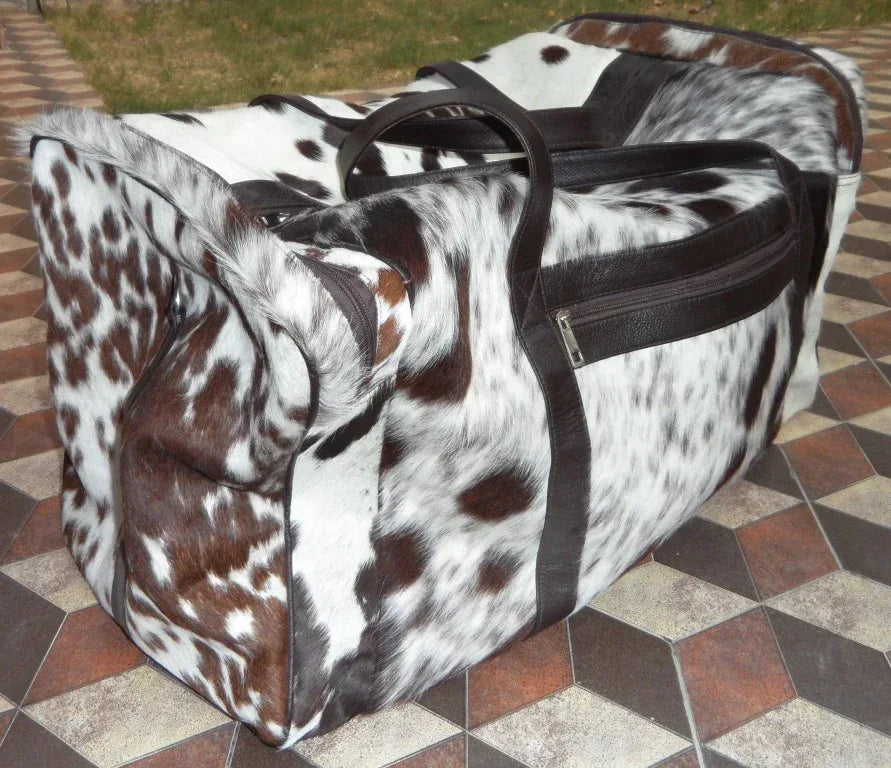Cowhide Luggage Bag Hair On Hide Leather Travel Duffle