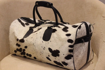 Cowhide Weekender Duffle Bag Hair On Hide Travel Bag