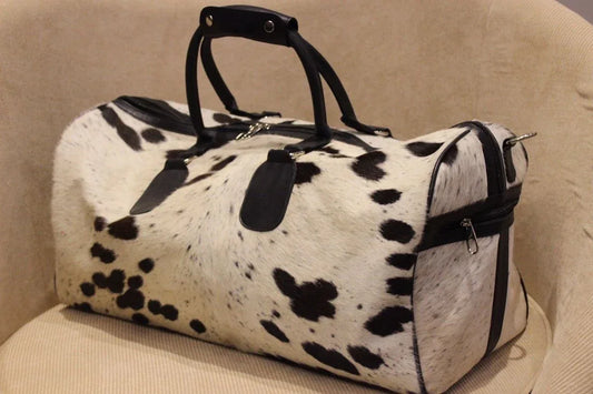 Cowhide Weekender Duffle Bag Hair On Hide Travel Bag