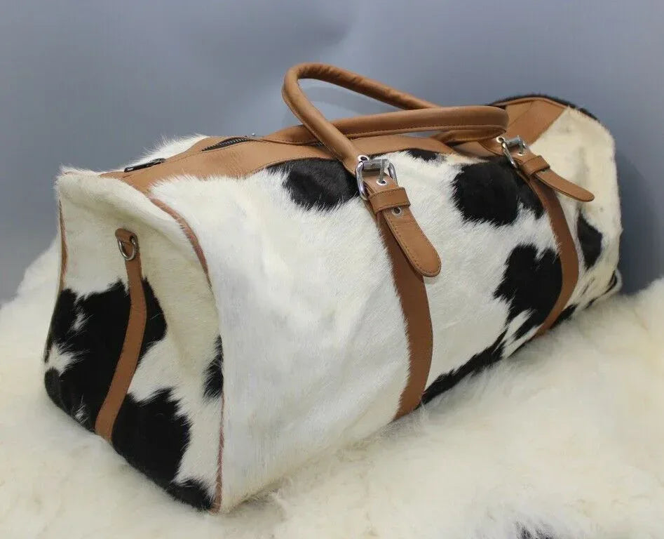 Cowhide Holdall Leather Weekender Bag – Hair On Hide Travel Duffle