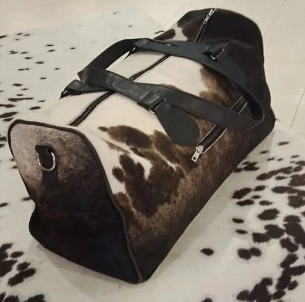 Cowhide Weekender Travel Bag Leather Duffle