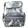 Cowhide Travel Backpack Bag Black White