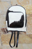 Black White Cowhide Backpack Mini Western Bag