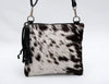 black white cowhide crossbody bag for women leather purse