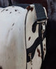 cowhide travel duffle bag white brown leather