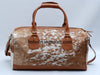 cowhide duffle bag speckled brown white travel bag