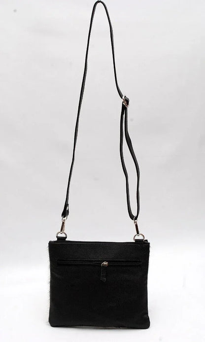 black white cowhide crossbody bag for women leather purse