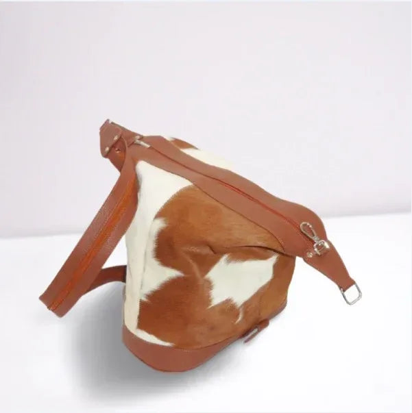 Calf Hair Shoulder Bag brown white