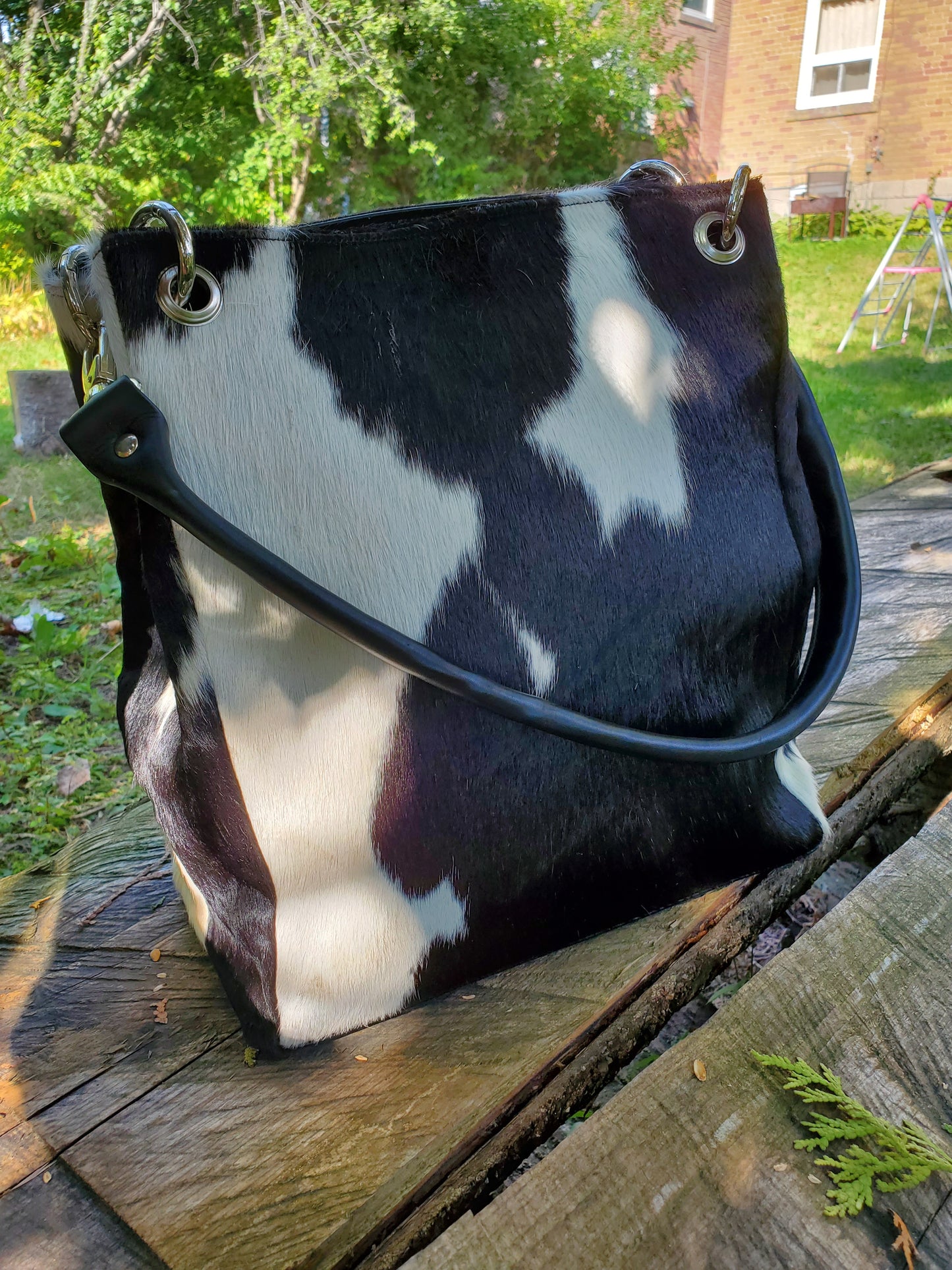 Cowhide Shopping Overnight Bag