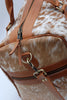 cowhide duffle bag speckled brown white travel bag