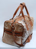 cowhide duffle bag speckled brown white travel bag