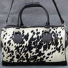 Cowhide duffle bag black white travel leather