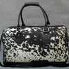 Cowhide duffle bag black white travel leather
