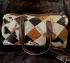 cowhide duffle bag travel patchwork