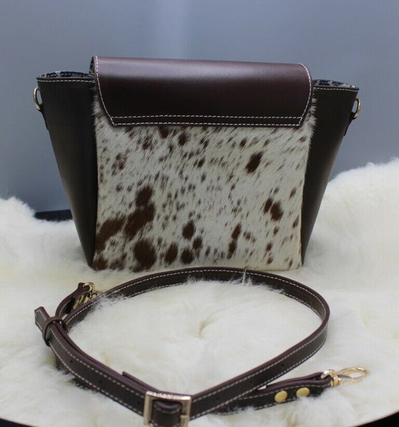 Large Cowhide Tote Purse Handbag Leather Shoulder Bag Womens Brown Tan Fur  | eBay