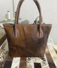 Cowhide shoulder bag purse with real hair on hide tote Pure Brown