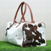 Cowhide weekender bag large travel duffel leather