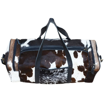 Dark cowhide weekender bag travel duffel leather