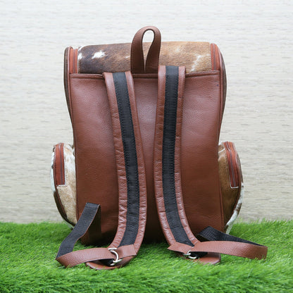 Cowhide Backpack Brown White