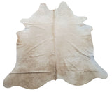 This cream beige cowhide rug makes a bold statement in whatever room it is placed, its light color can be well-suited for any interior, and it's simple to match with other furnishings.