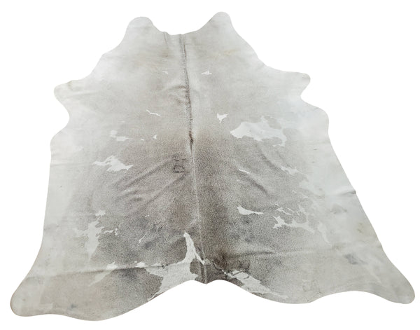 This cowhide rug in exotic grey and white has a unique speckled design in a rich tone and is a combination of durability, softness, and luxury.