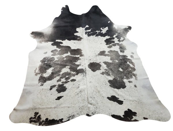 Grey white cowhide rug with spotted and brindle perfect for an entryway or minimal living room, real and authentic cowhide rugs are Brazilian and free shipping.