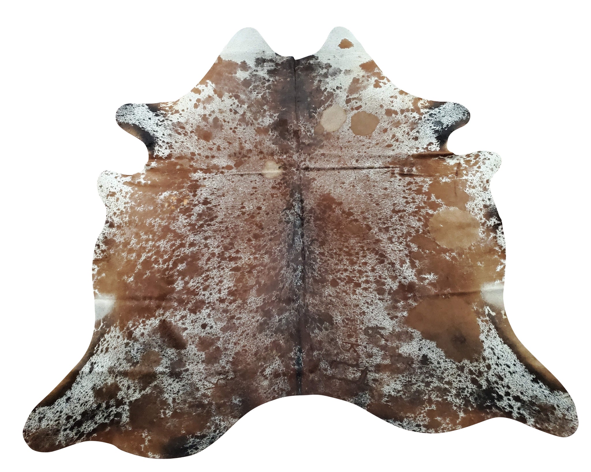 Brown White Speckled Cowhide Rugs Boho Living Room