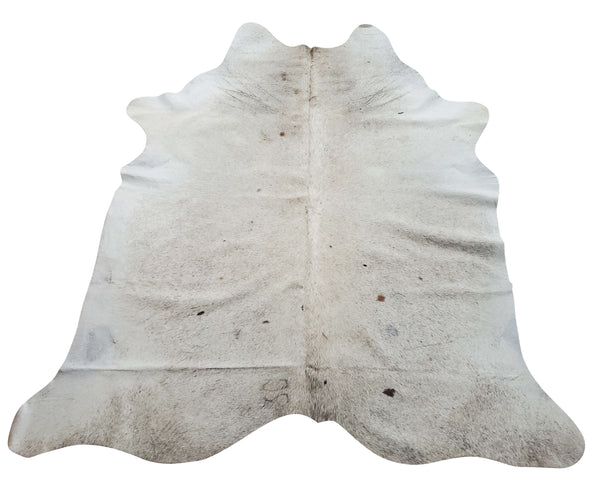 This grey white cowhide rug for sale is brand new and never stepped on, and perfect for all kinds of layering, upholstery and headboards.