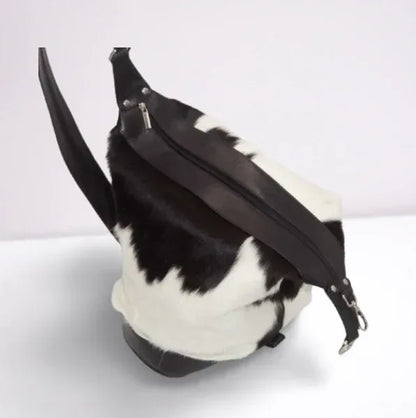 Calf Hair Shoulder Bag black white